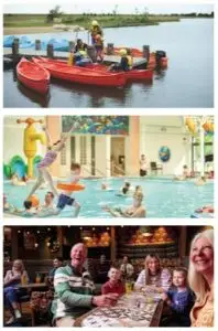 Haven Holidays, Lakeland Leisure Park 3 images. Children swimming in the indoor pool. Small boats on the lake, Family entertainment